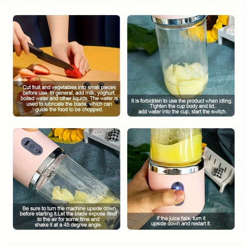 ini Portable Blender with Water Bottle – USB Charging, Easy Clean, 1500mAh Battery