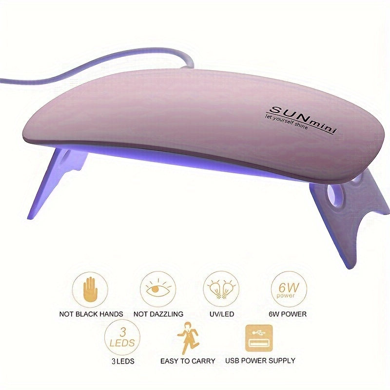 Portable Salon-Quality Nail Lamp – Quick-Dry UV/LED Gel Nail Dryer with USB & 3 LED Beads